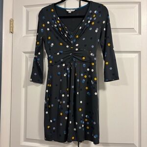 Boden Navy Dress with Multicolor Dots Throughout